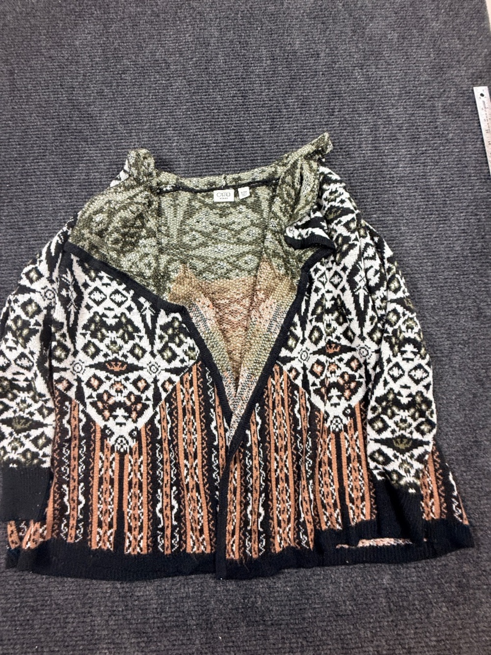 Cato Woman Aztec Print Open Front Cardigan Duster Sweater Plus 18/20W Boho